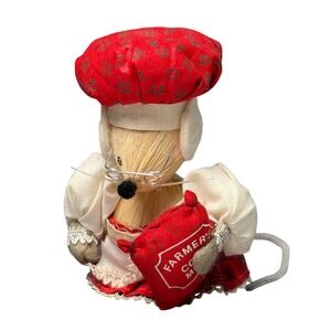 Corn‎ Husk Mouse Figurine Small Red Baker Folk Art 4 Inch one eyed